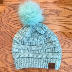 C.C. Knit Beanie with Mint Pom Pom